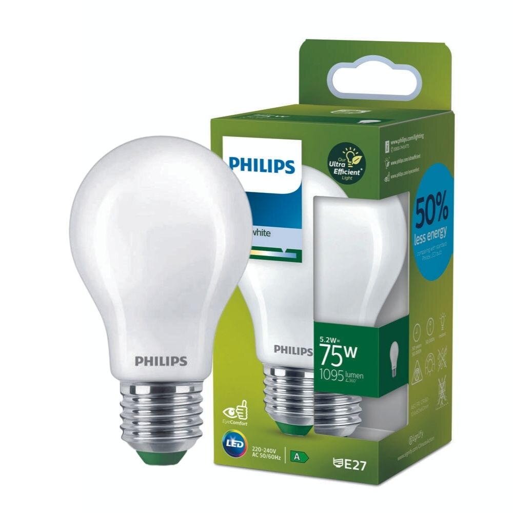 Philips LED Lampe E27 – Birne A60 5,2W 1095lm 4000K ersetzt 75W standard