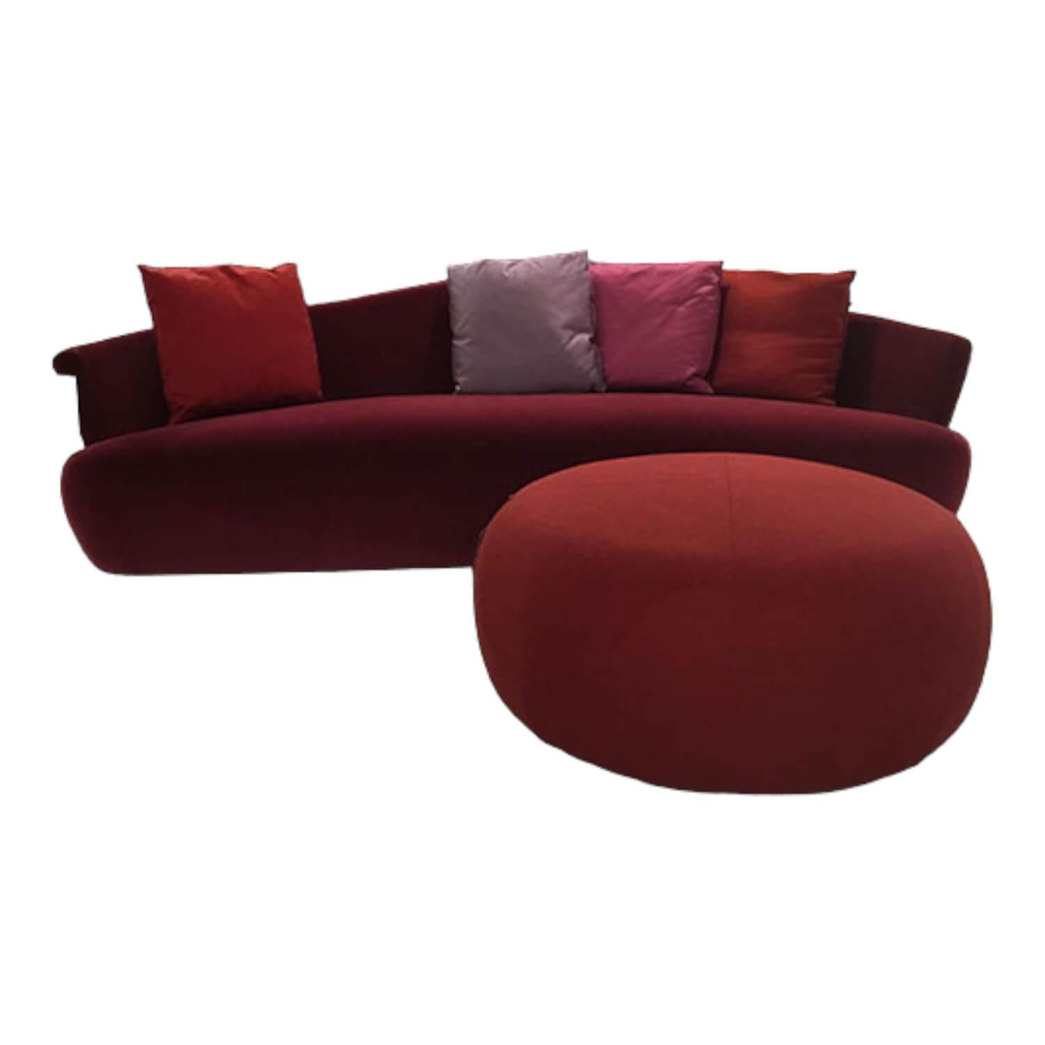 Sofa Solemyidae Stoff Rot Ohne Kissen Mit Pouf