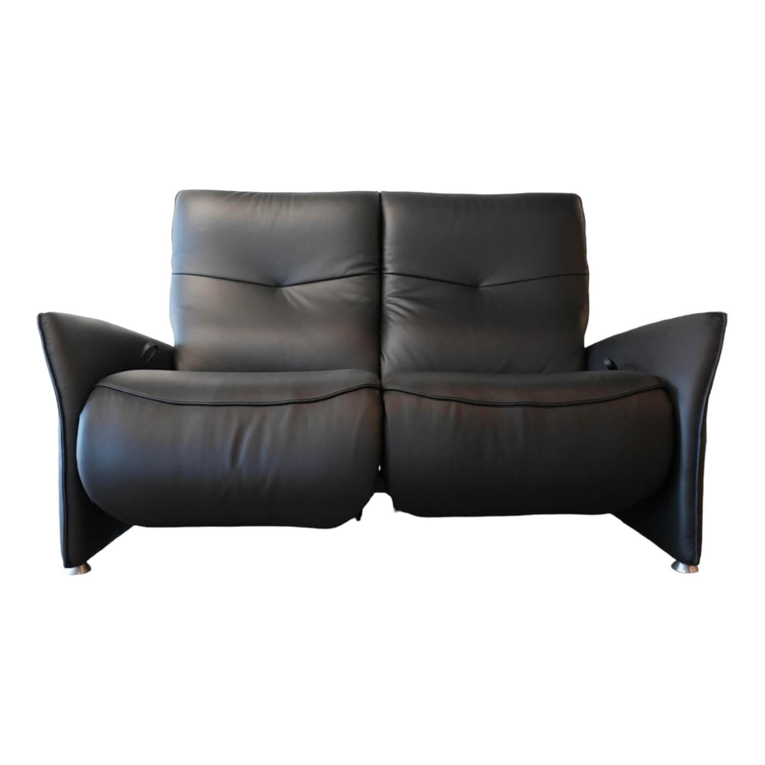 Sofa 4929 Leder 31 Longsoft Rabe Schwarz Fuß Aluminium Mit Relaxfunktion