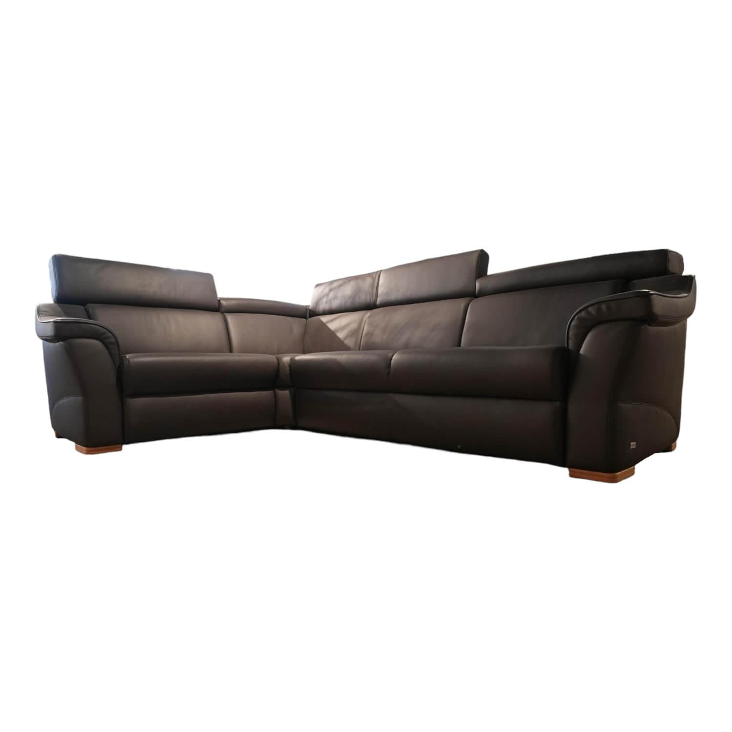 Ecksofa 1950 Leder 33 Longso Coffee Schwarz Anthrazit Holzteile Buche 042