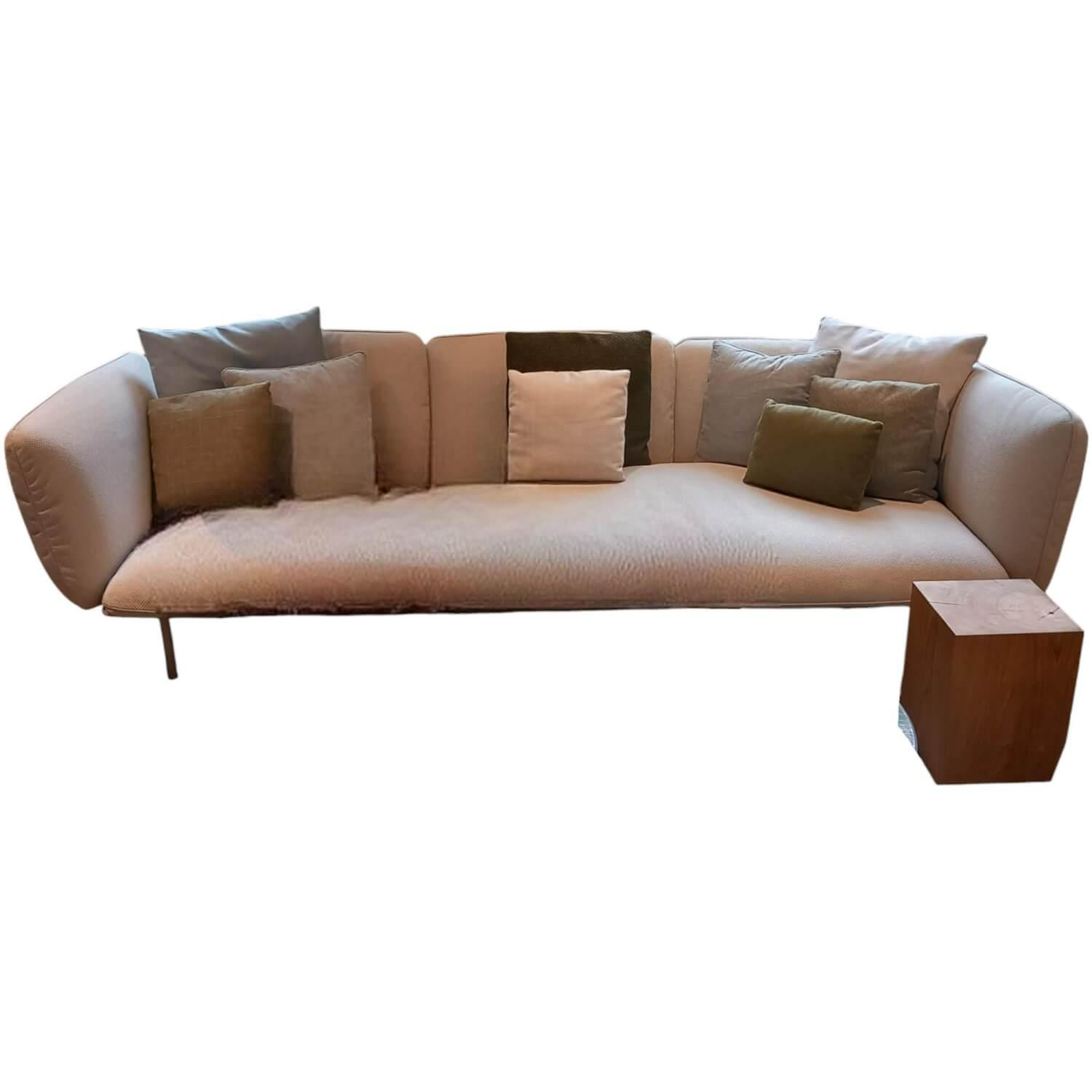 Senja Sofa Deep Bezug Stoff Taman Linen Beige Füße Aluminium Pulverbeschichtet B…