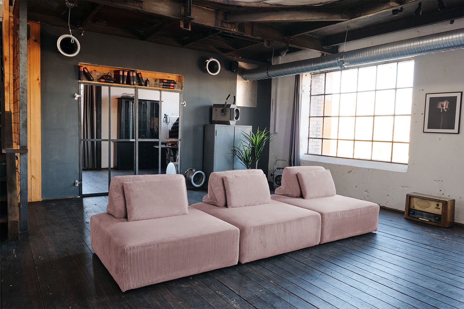 KAWOLA Modulsofa WIOLO SOFT 3 Module 3 Rückenkissen Cord rosa