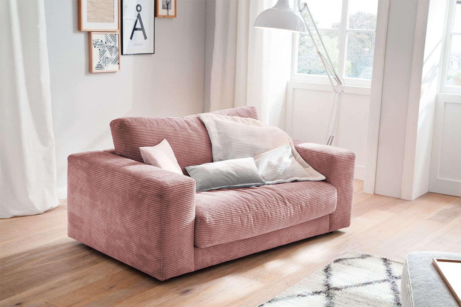 KAWOLA Doppelsessel MADELINE Loveseat Cord rosa