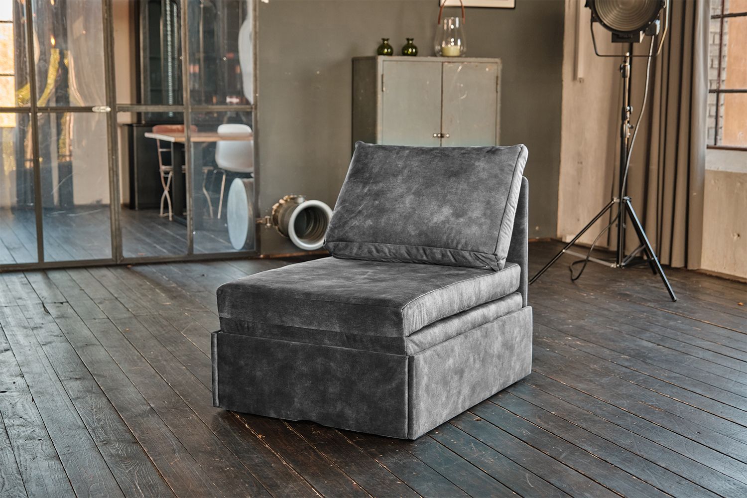 KAWOLA Schlafsessel DELLA Schlafsofa Sofa Velvet grau