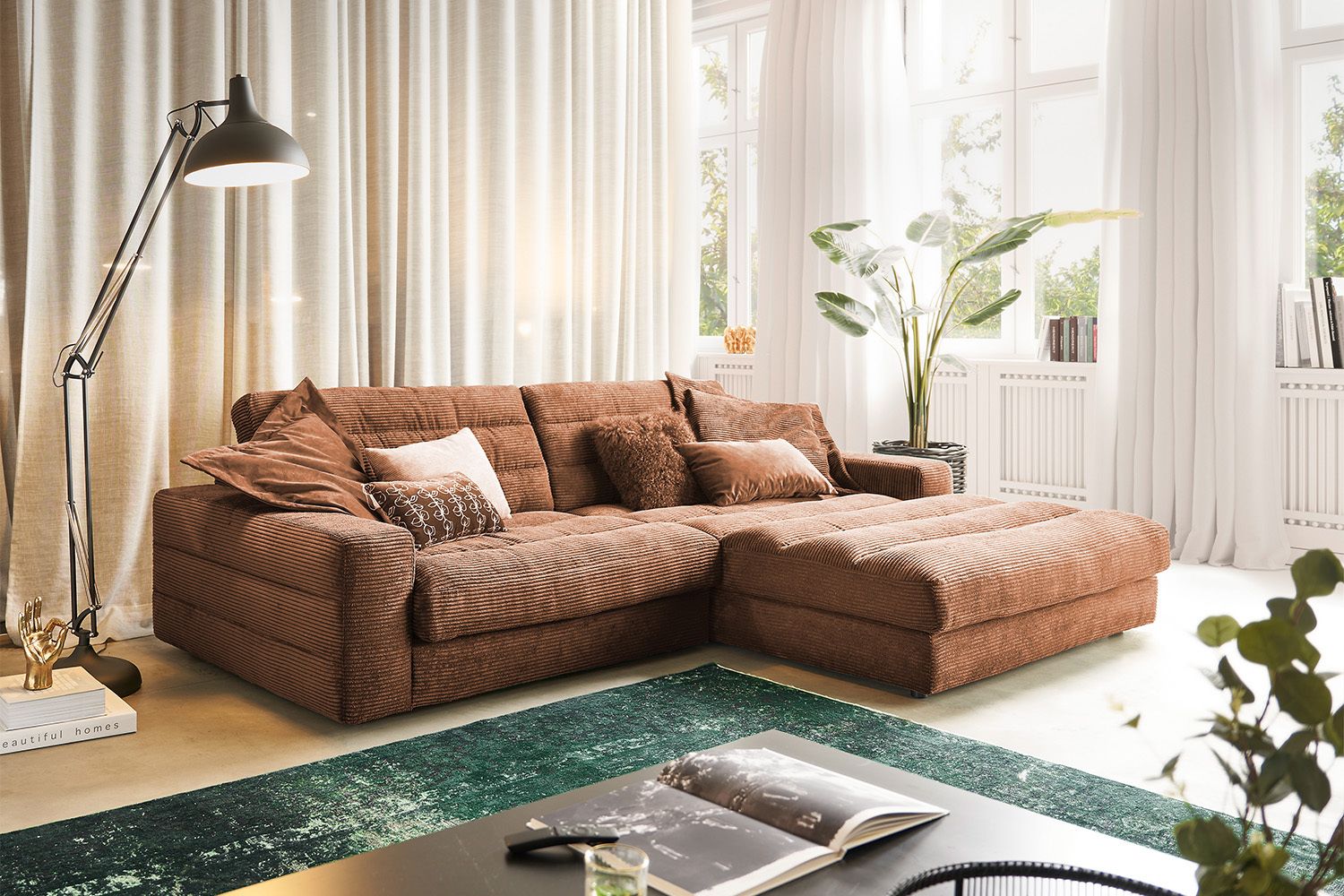 KAWOLA Sofa LANA Ecksofa Cord rost