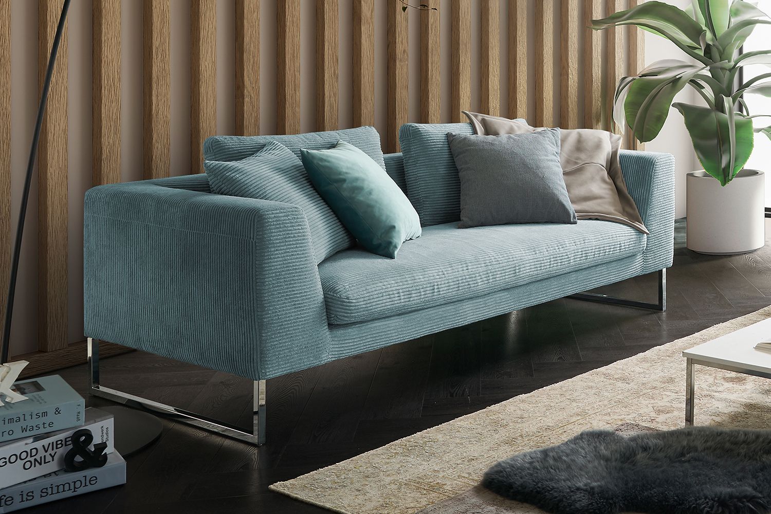 KAWOLA Sofa ARIAN Cord hellblau