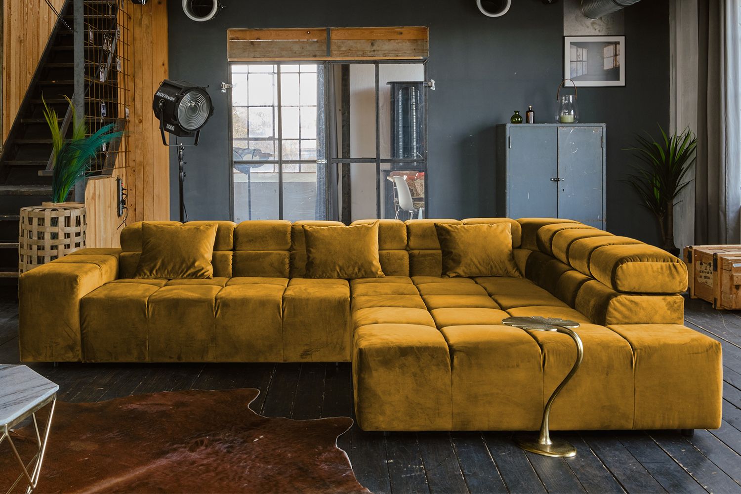 KAWOLA Sofa NEVADA Ecksofa Velvet curry