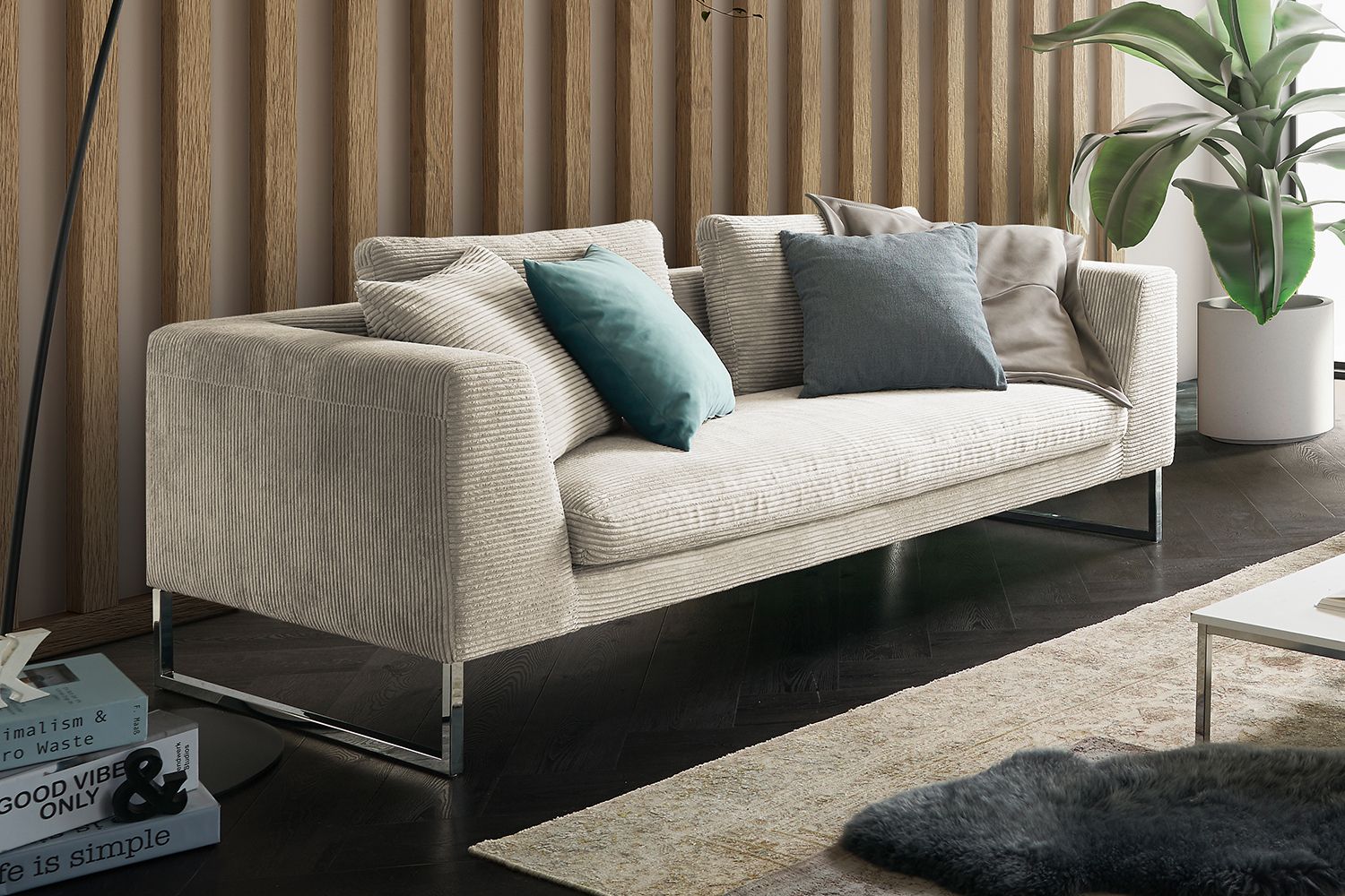 KAWOLA Sofa ARIAN Cord cremeweiß