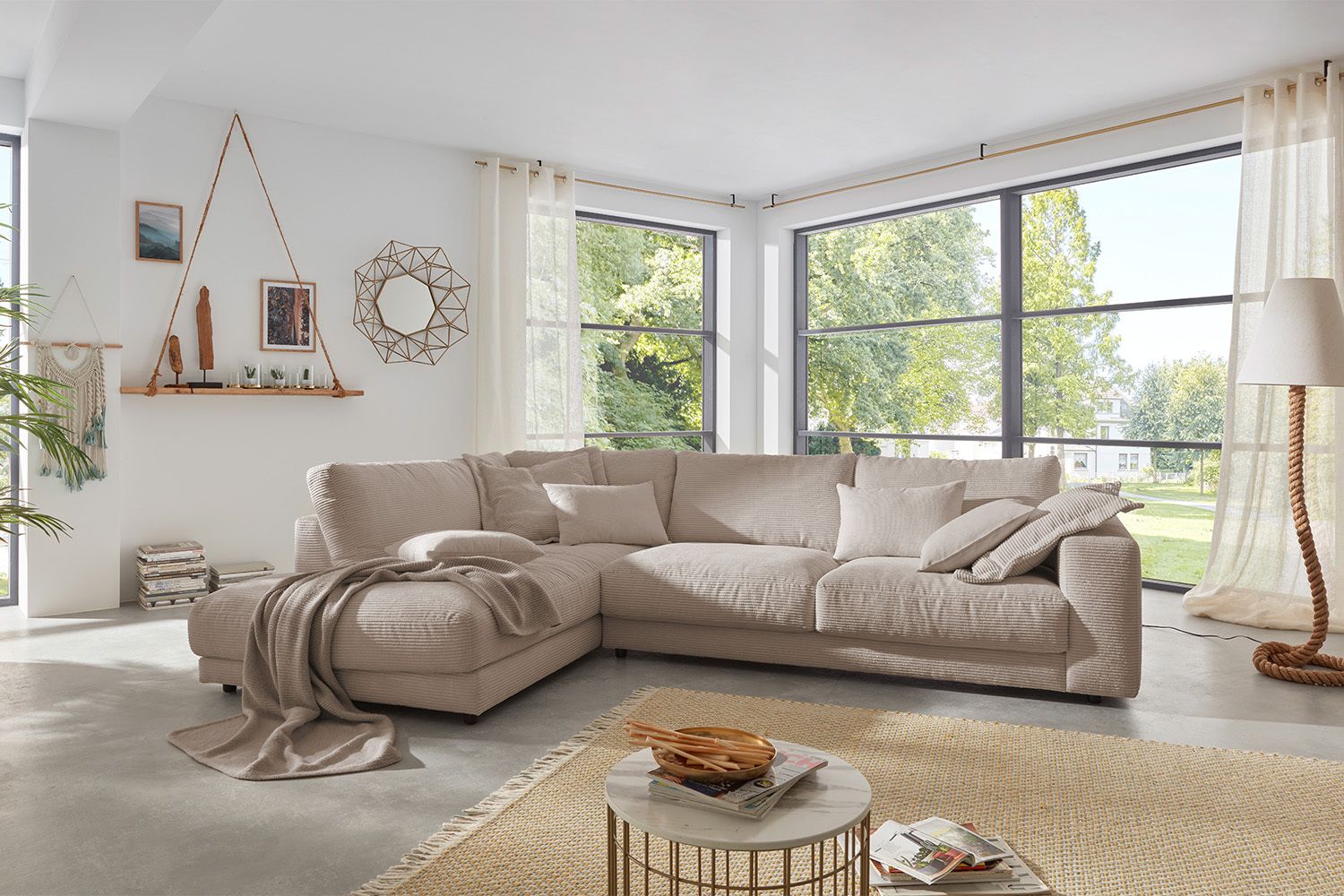 KAWOLA Sofa MADELINE Ecksofa Cord taupe