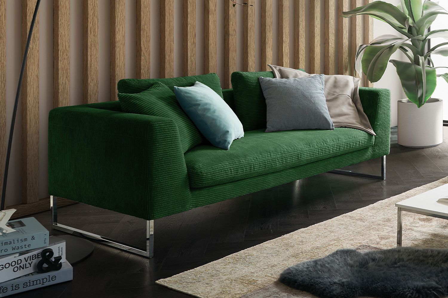 KAWOLA Sofa ARIAN Cord smaragd