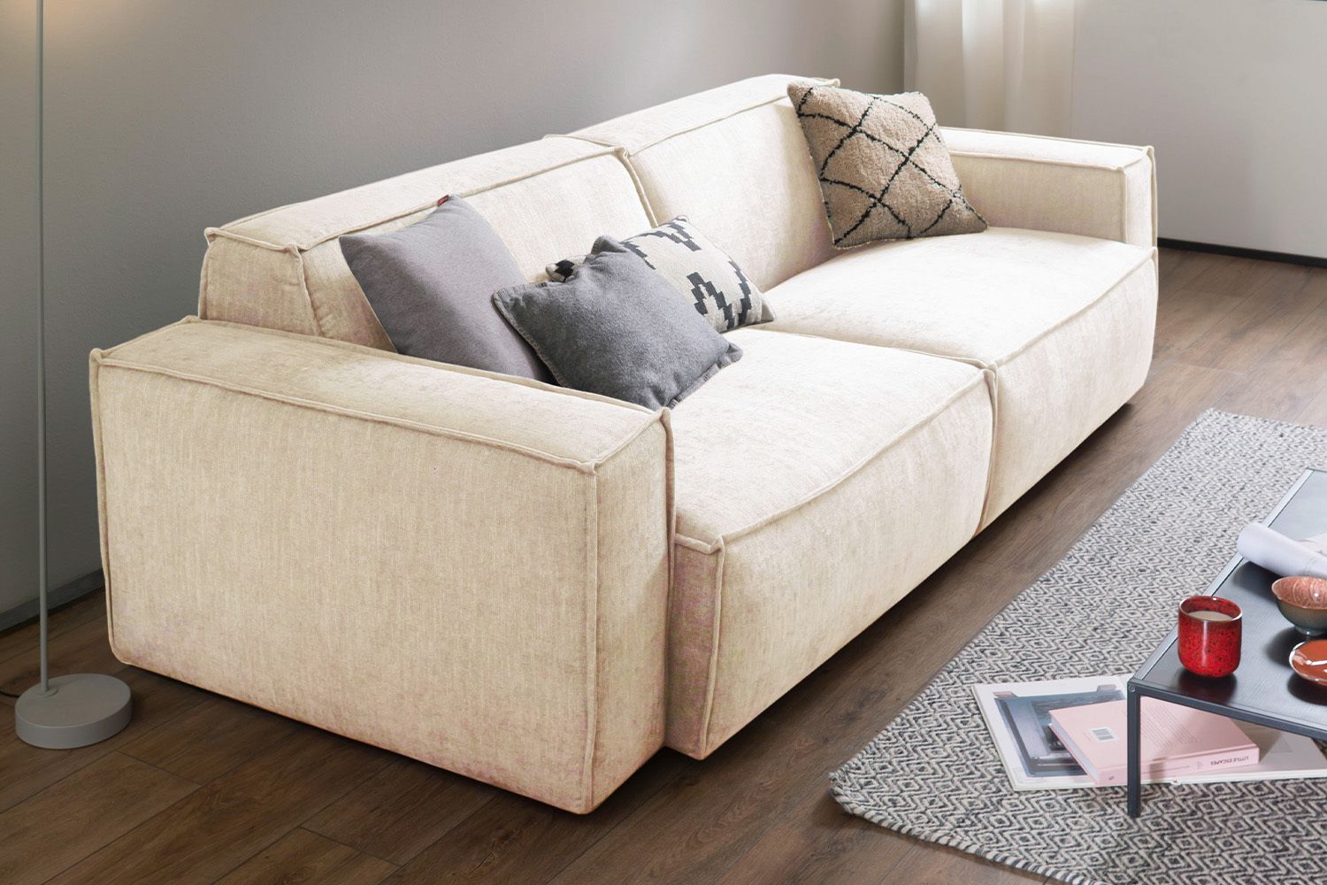 KAWOLA Sofa SAMU Stoff creme