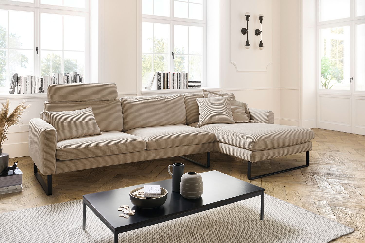 KAWOLA Sofa RICARDA Ecksofa Cord taupe