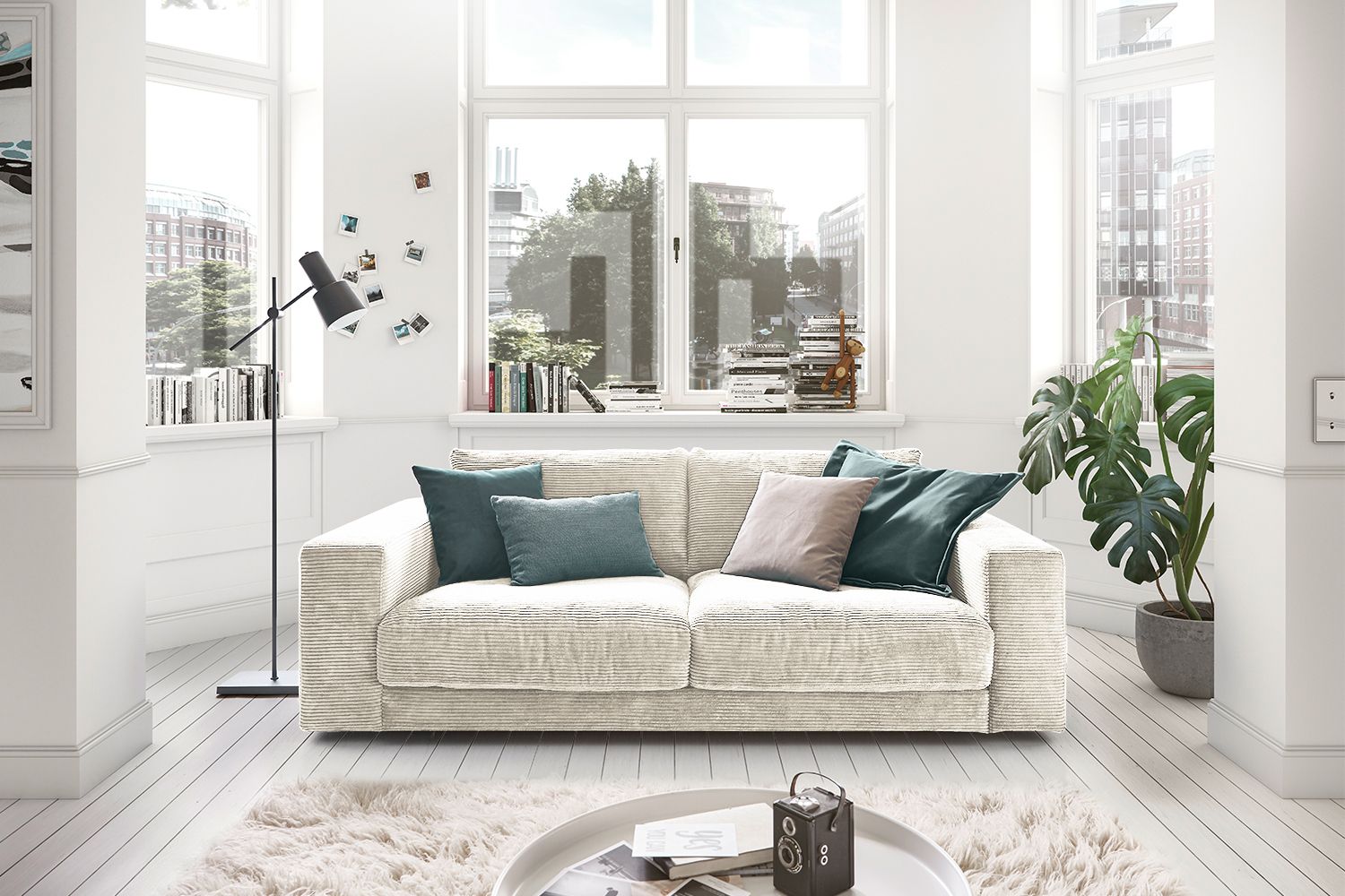 KAWOLA Sofa MADELINE 2-Sitzer Cord cremeweiß