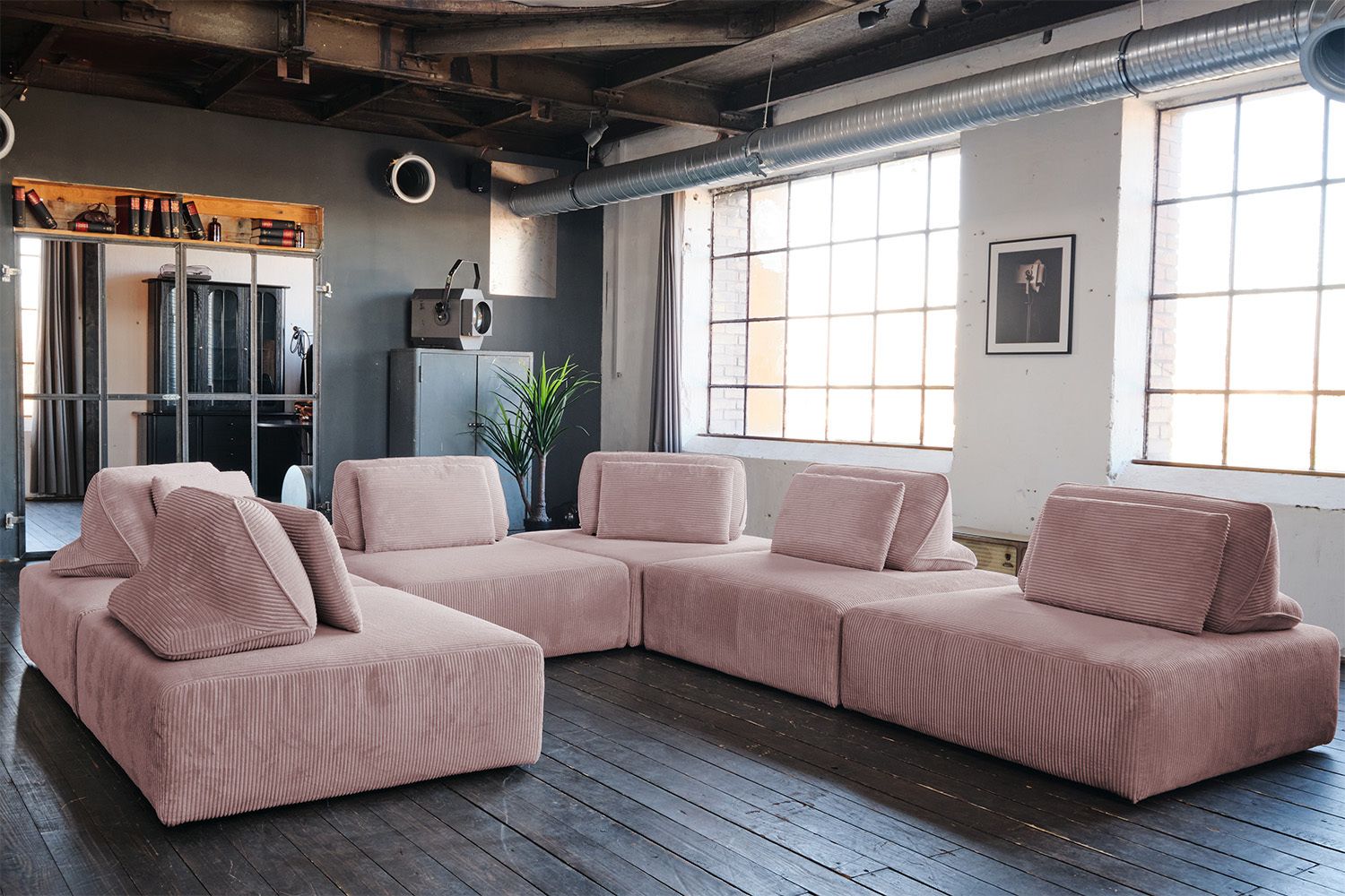 KAWOLA Modulsofa WIOLO SOFT 6 Module 6 Rückenkissen Cord rosa