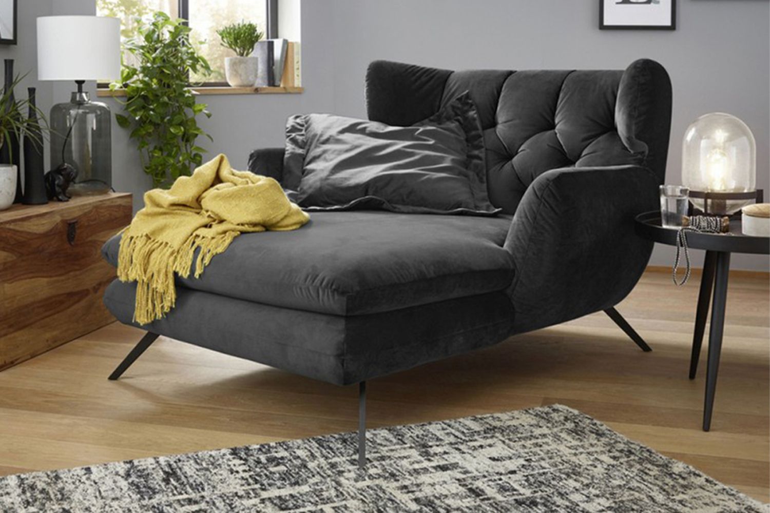 KAWOLA Longseat CHARME Velvet schwarz