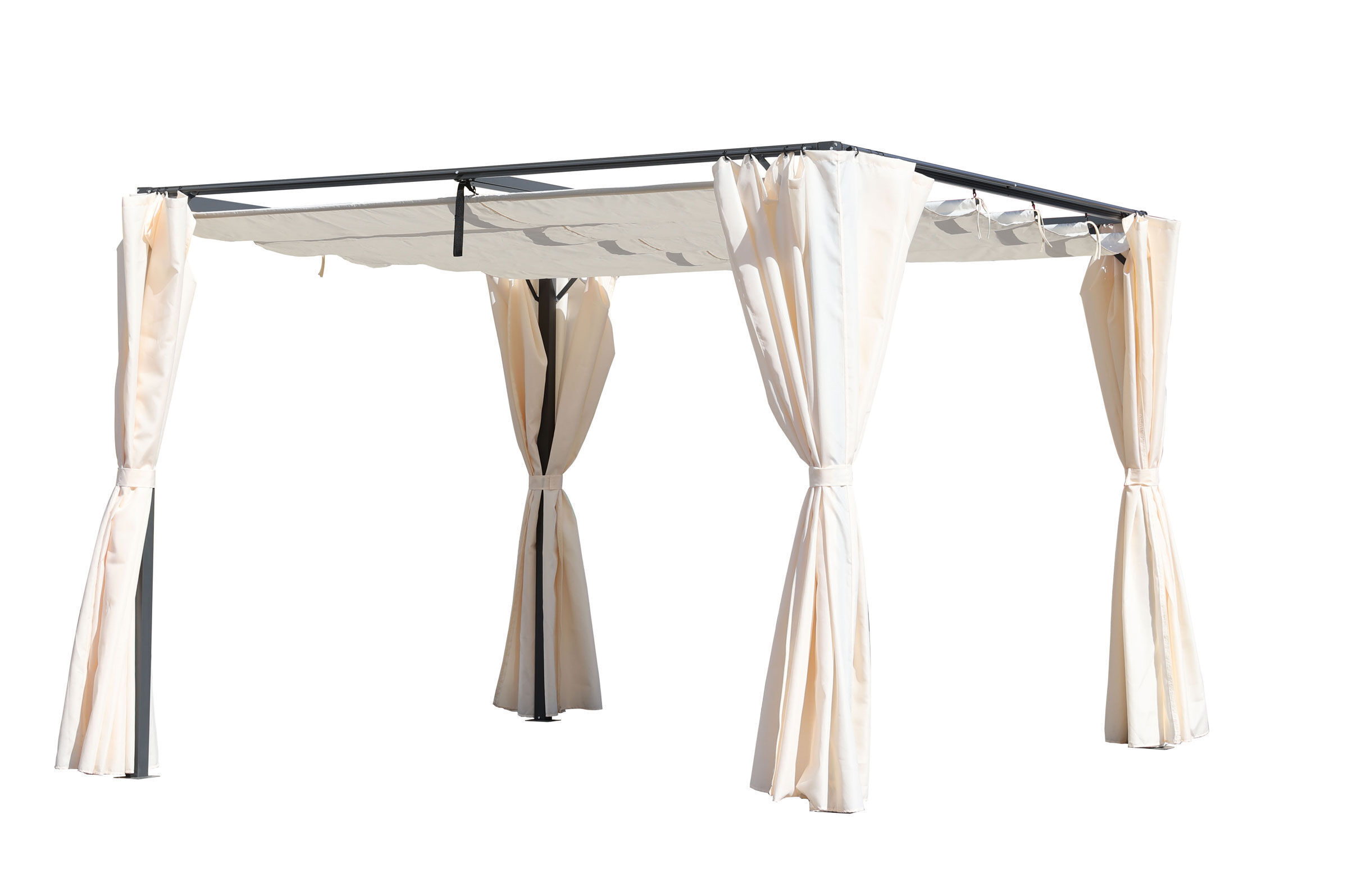 OUTFLEXX Pergola, anthrazit/creme, Stahl, pulverbeschichtet, 300x300x220 cm