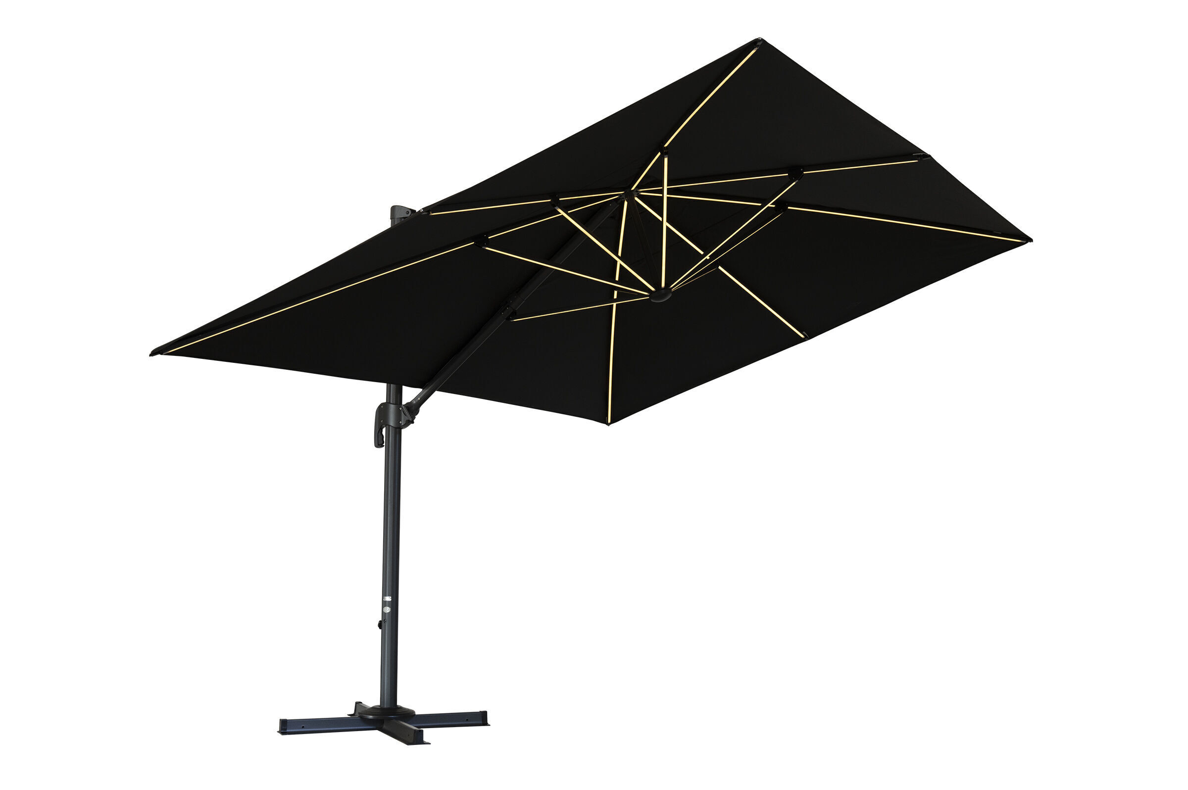 OUTFLEXX Roma LED Ampelschirm, schwarz, Alu/Polyester, 300 x 400 cm, inkl. Kreuzständer und LED-Beleuchtung