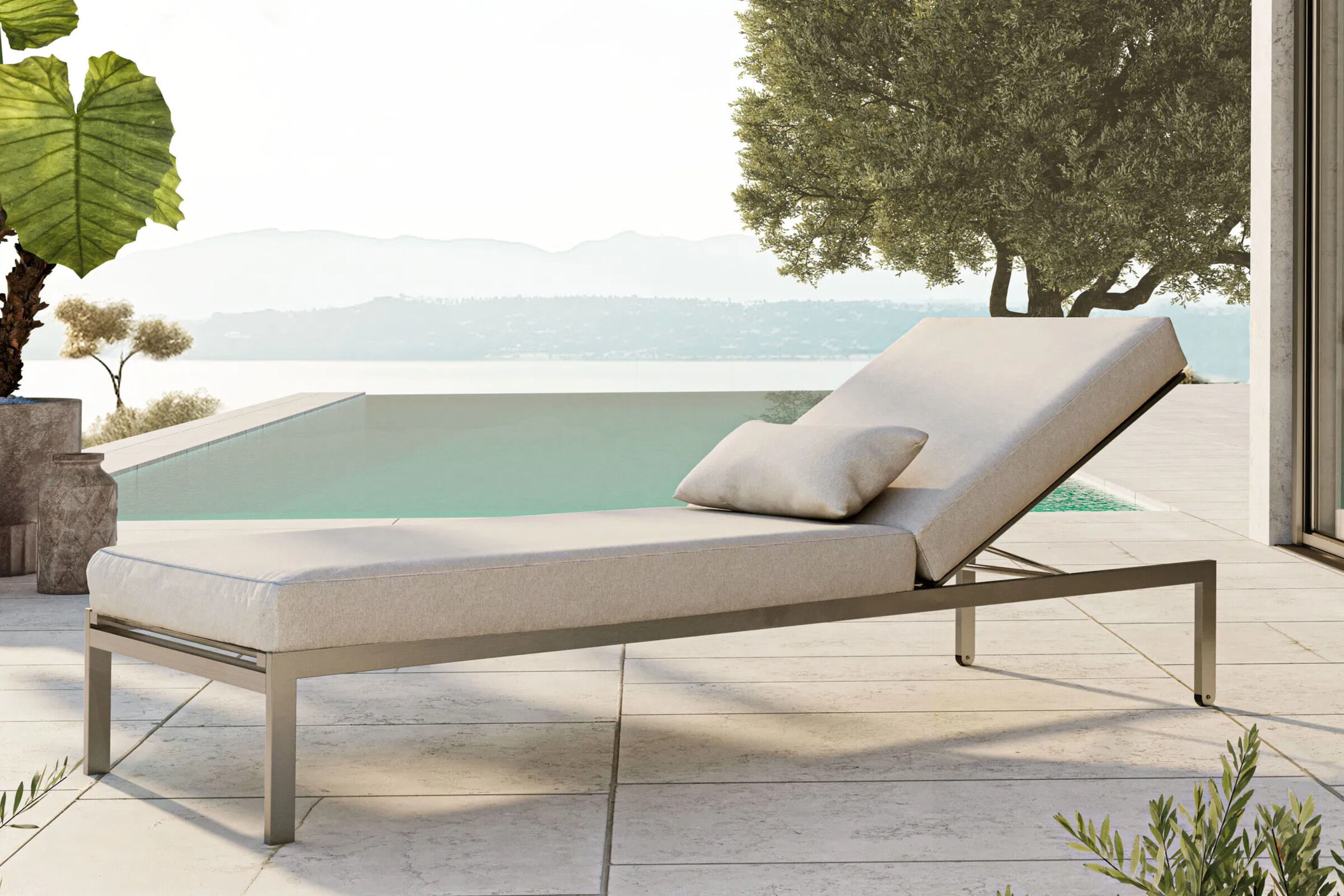 LIVING ZONE Suite Sun Compact Gartenlounge, grau/taupe, Edelstahl/Textilene, rostfreies Material, UV-beständig, inkl. Kissen