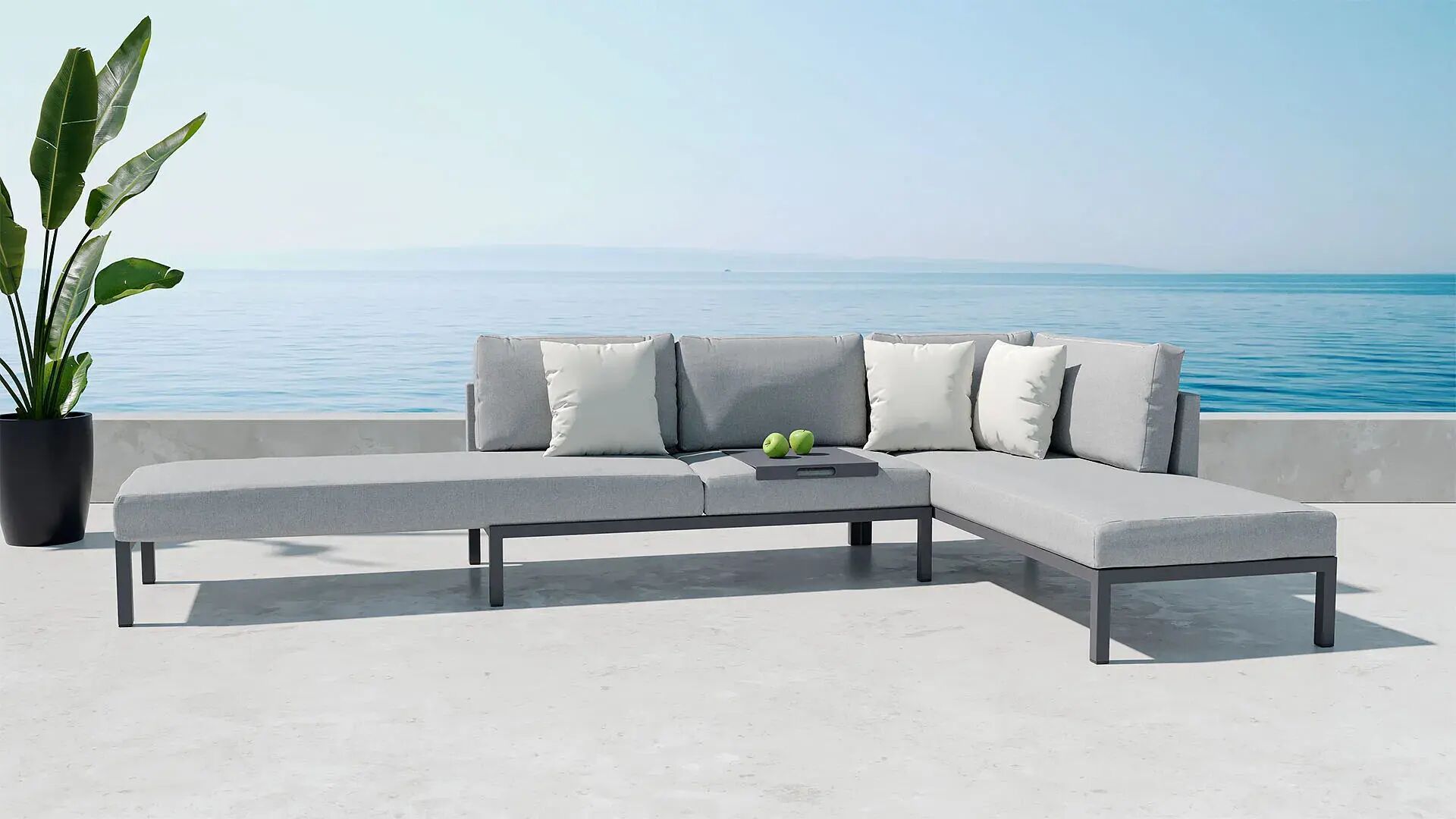 LIVING ZONE Alvi Gartenlounge, anthrazit/grau, Aluminium, witterungsbeständig, rostfrei, inkl. Kissen, abnehmbare Bezüge