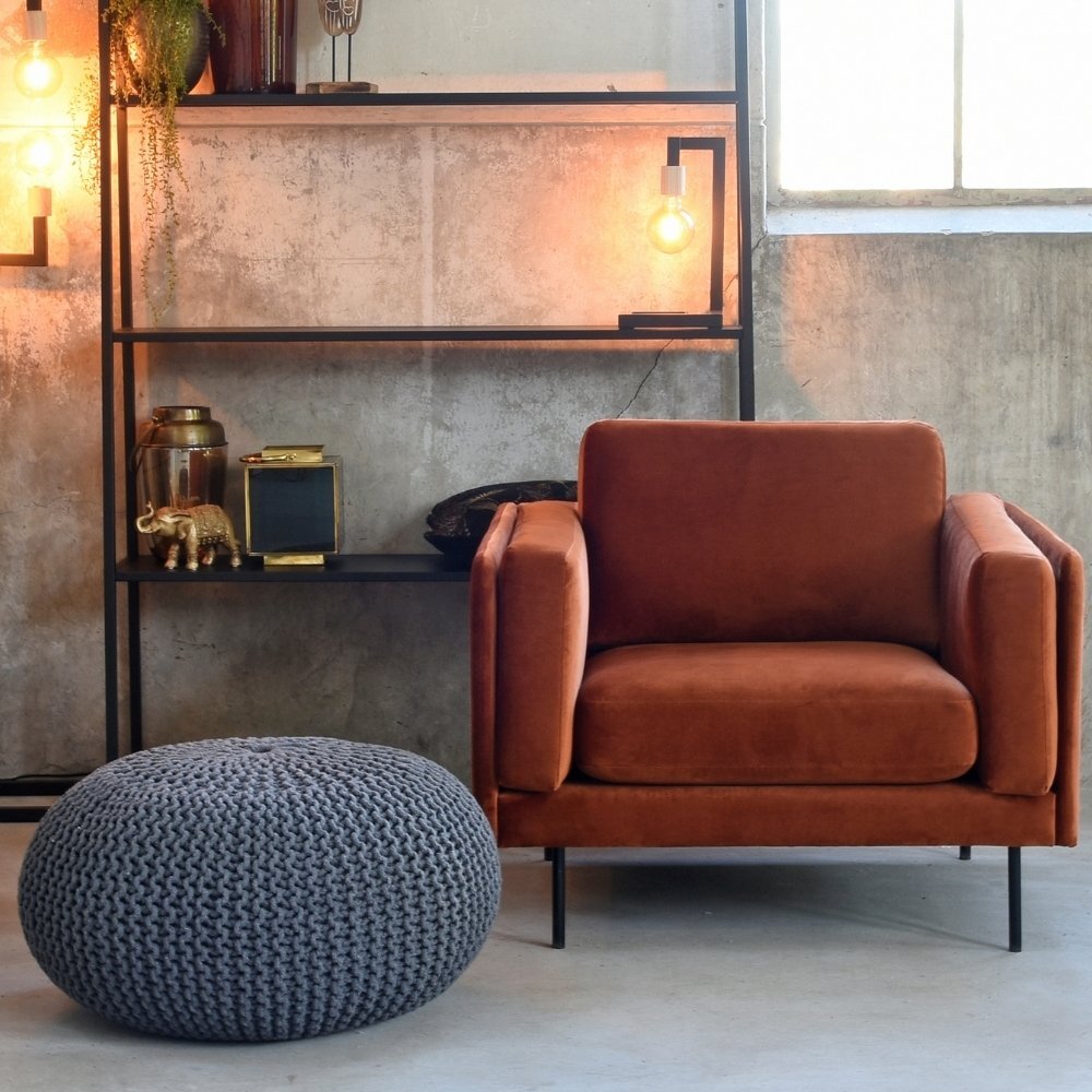 RINGO-Living Pouf Mabel in Dunkelgrau aus Baumwolle 350x700mm