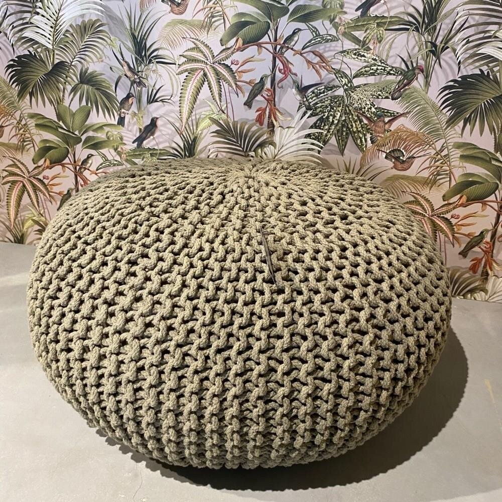 RINGO-Living Pouf Mabel in Oliv aus Baumwolle 350x700mm