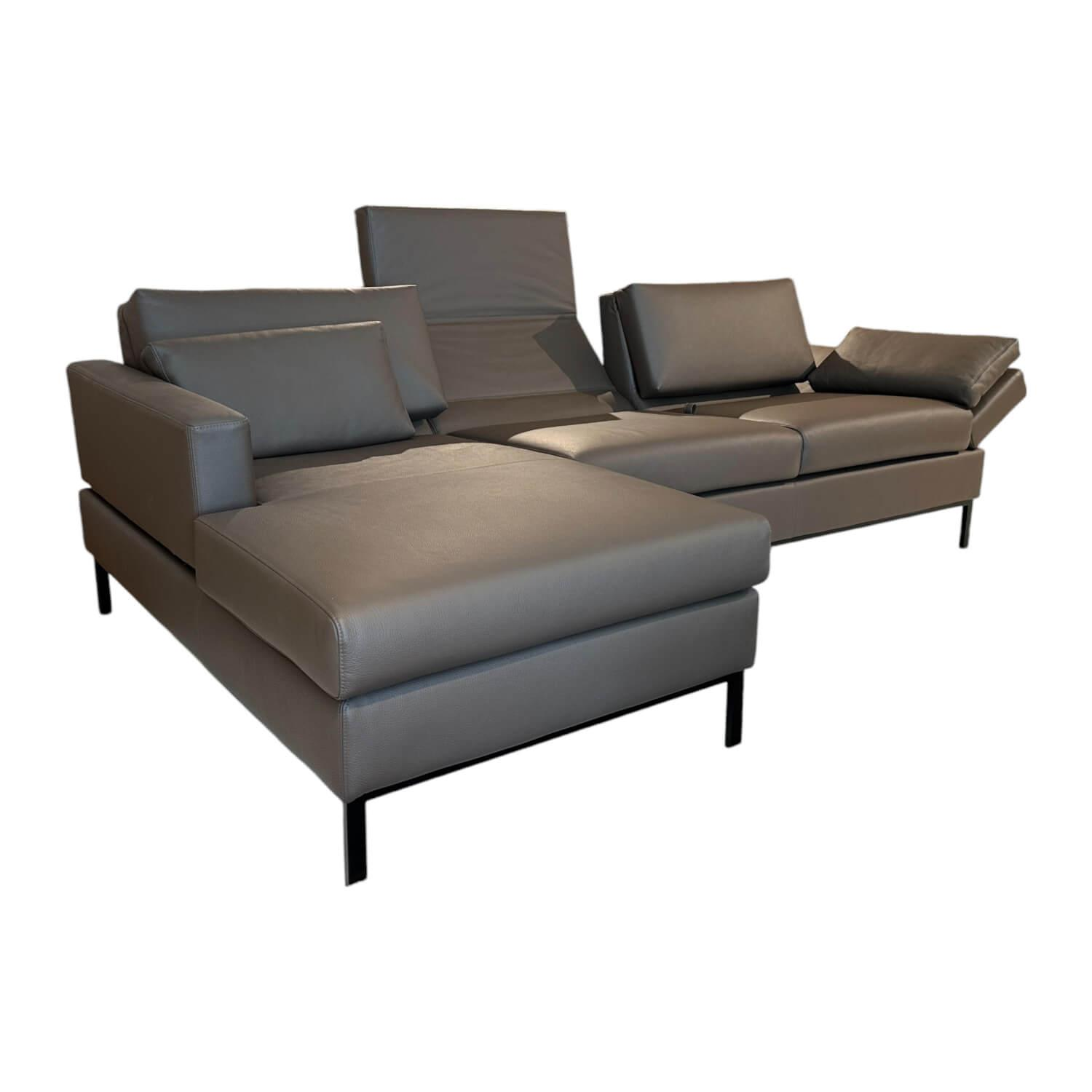 Ecksofa Tomo Compact Leder Unit 5432 29 Braun Gestell Metall Schwarz Pulverbesch…