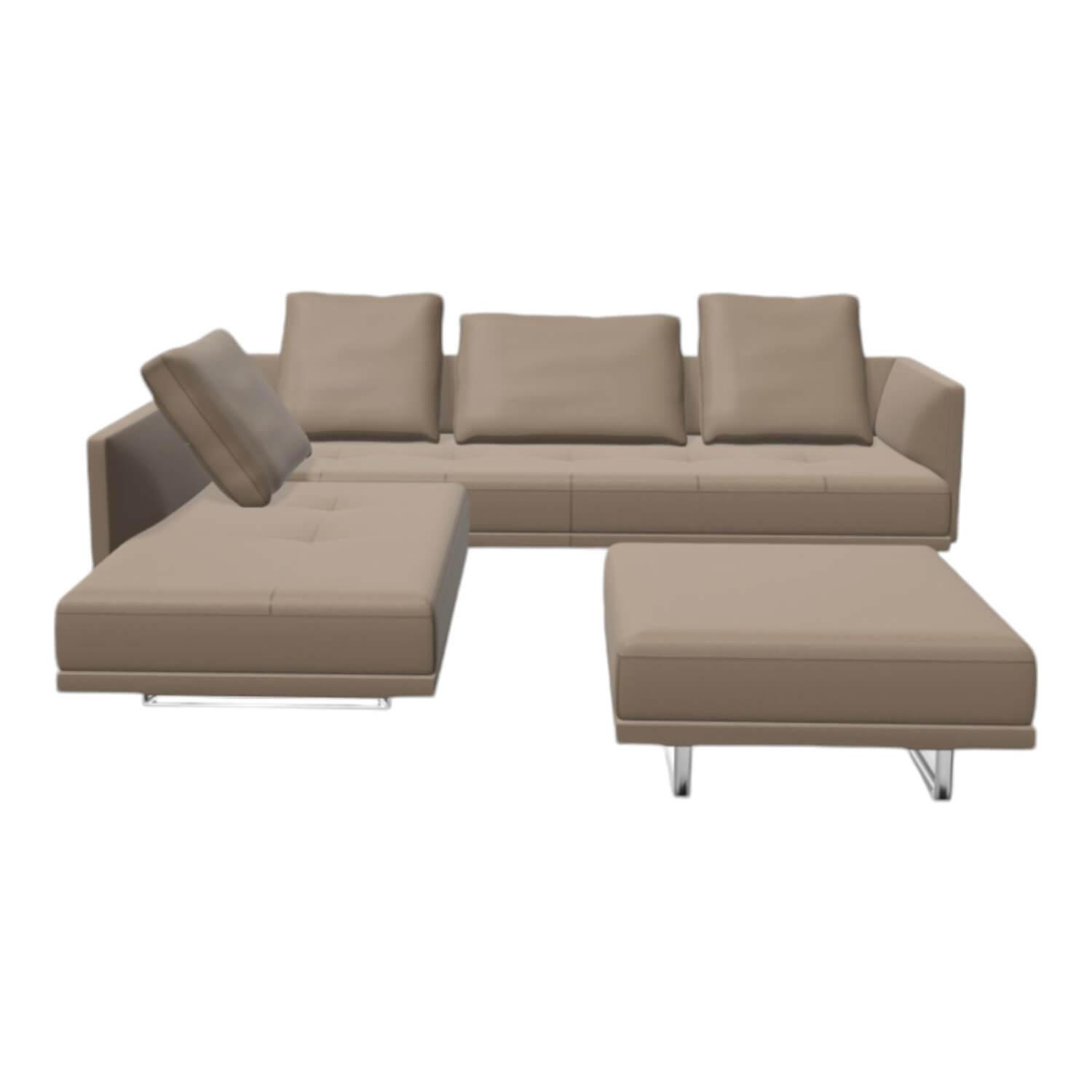 Sofa Prime Time 490 25 Leder Rodeo Soft 1418 Morel Grau Beige Kufen Hochglanz Po…