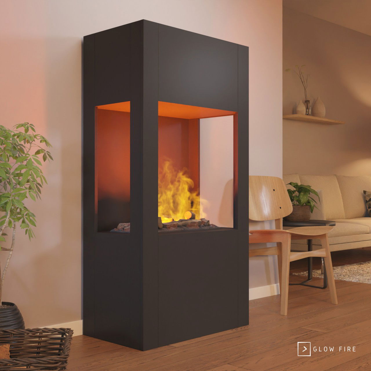 Glow Fire Böll Elektrokamin OMC600 Schwarz OMC 600