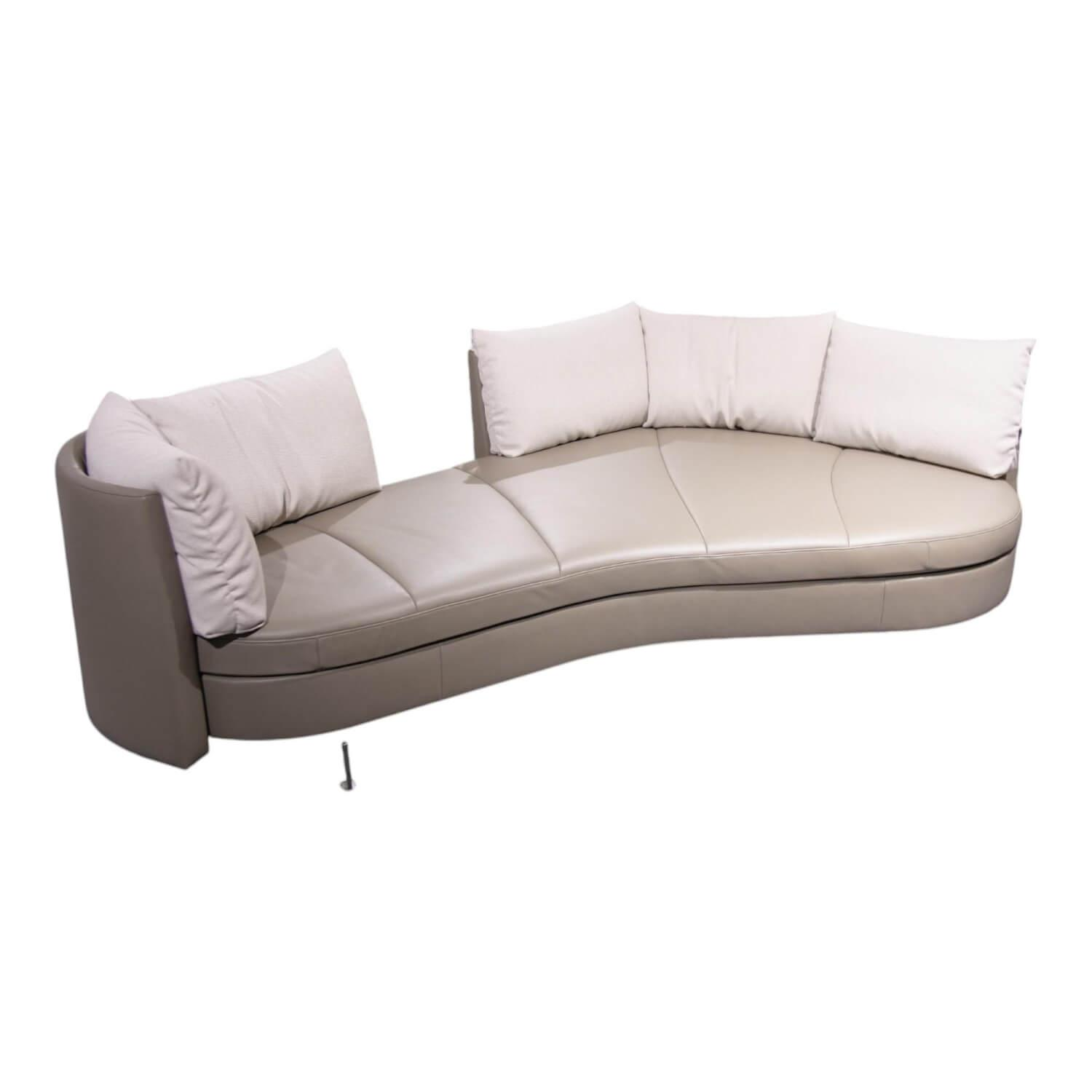 Sofa DS 167 Landschaft Leder Select Taupe Grau Füße Edelstahl Inklusive Kissen