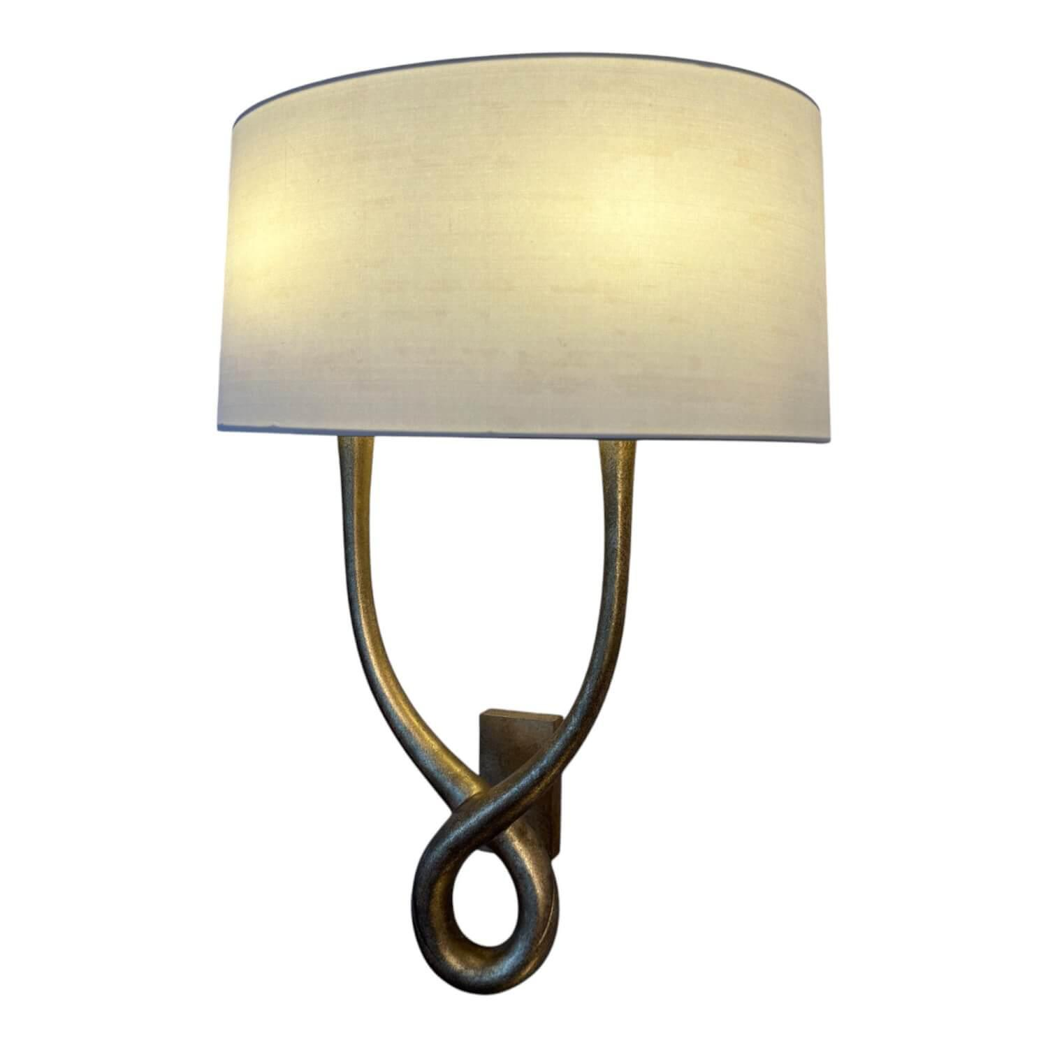 Wandleuchte Organic Loops Wall Light Schirm Leinen Creme Metall Gold