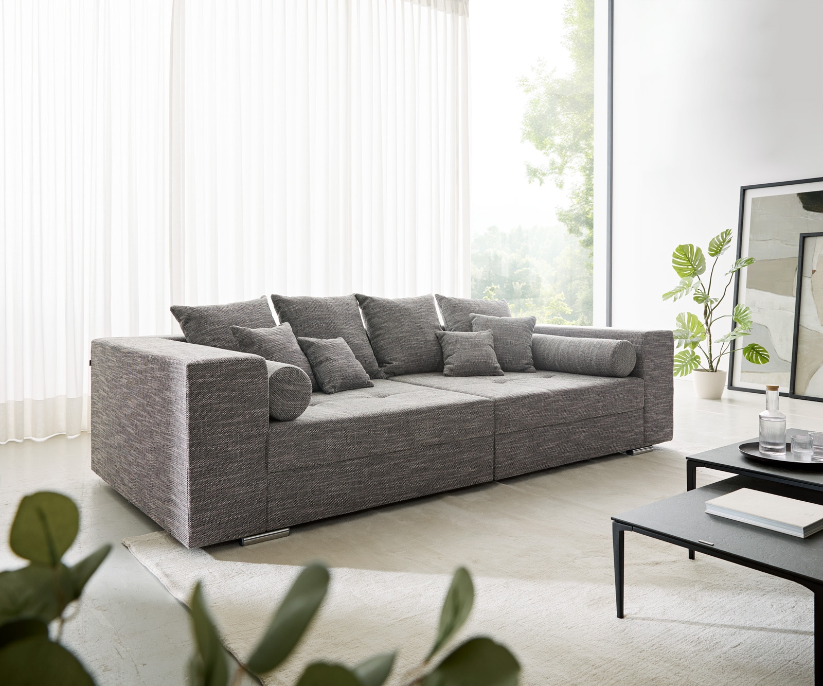 DELIFE Big-Sofa Marlen 300×140 cm Hellgrau Couch, Big Sofas