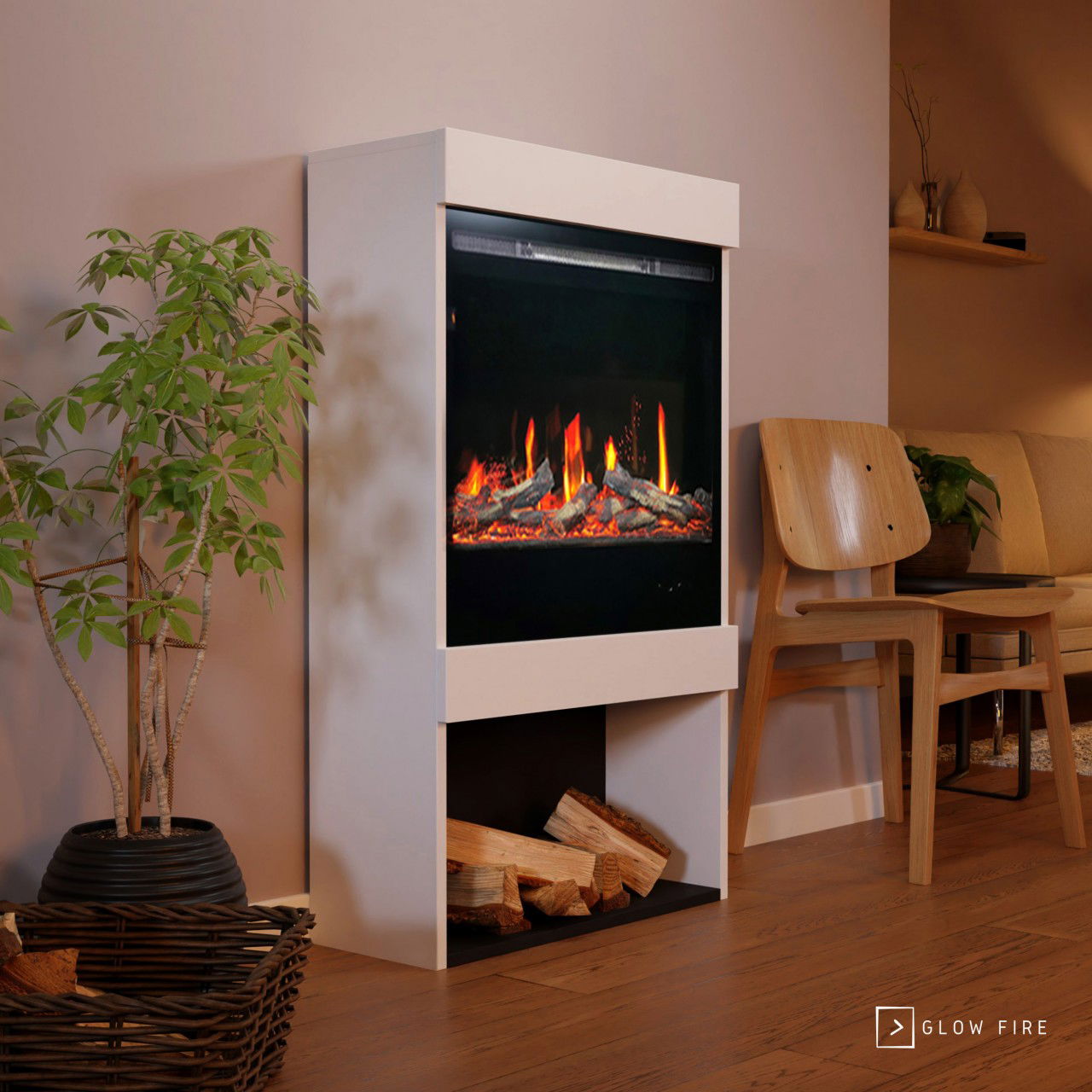 Glow Fire SCM-1 Elektrokamin Screen Motion Weiß