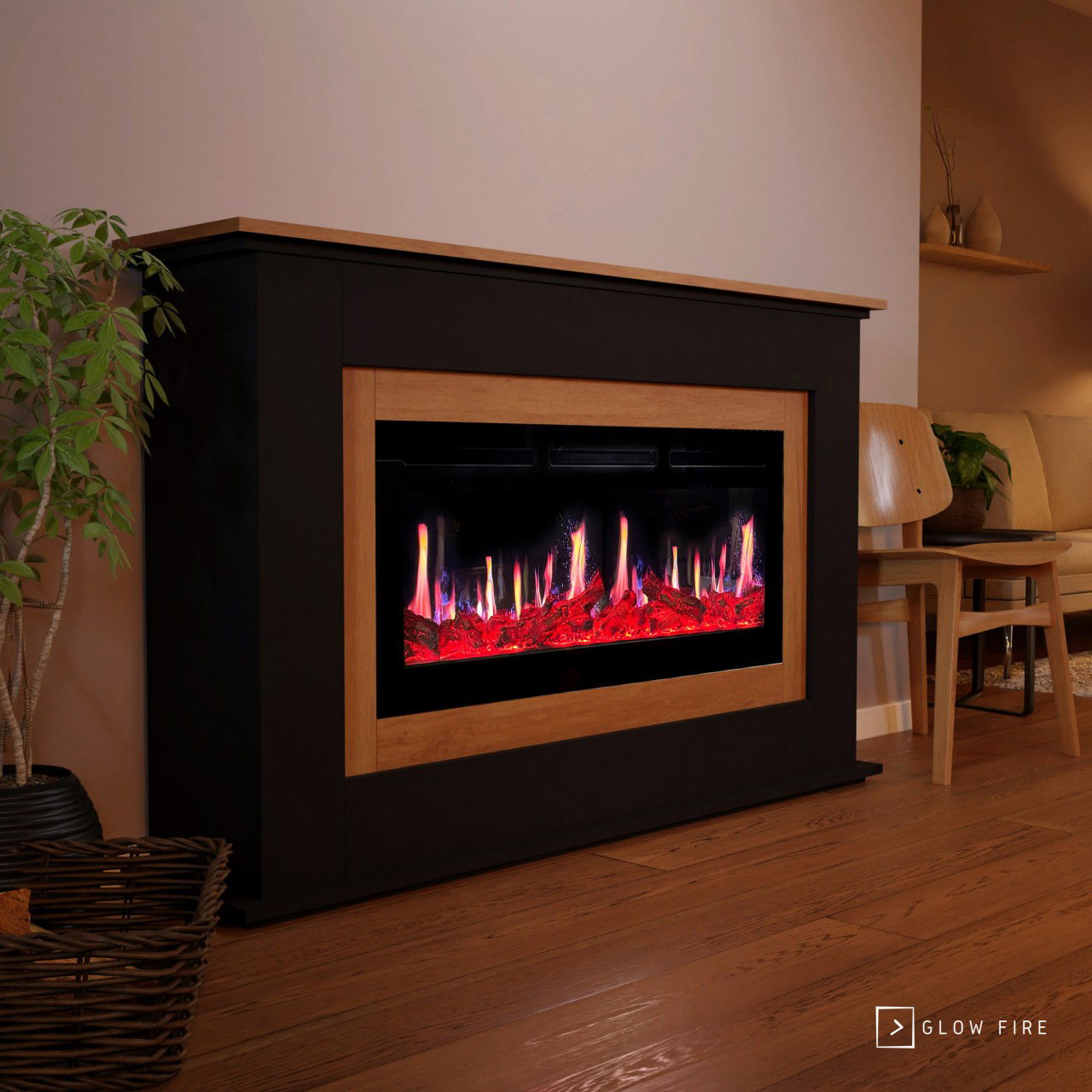 Glow Fire SCM-4 Elektrokamin Screen Motion Schwarz (Eiche)