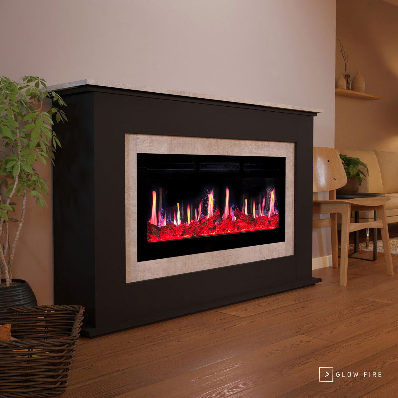 Glow Fire SCM-4 Elektrokamin Screen Motion Schwarz (Beton)