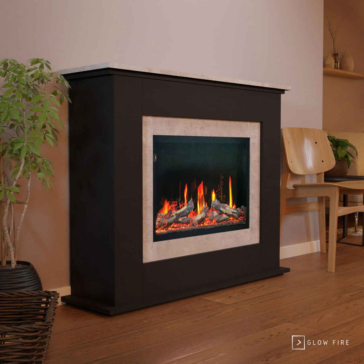 Glow Fire SCM-5 Elektrokamin Screen Motion Schwarz (Beton)